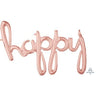 Anagram - Ballon Mylar Lettre Scrypt À L'Air -Happy Rose Gold - Party Shop
