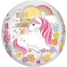 Ballon Mylar Orbz - Believe In Unicorns Party Shop