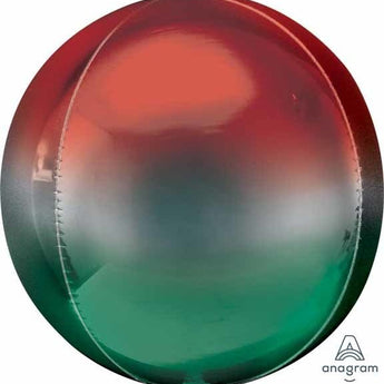 Ballon Mylar Orbz - Dégradé Rouge, Argent Et Vert Party Shop