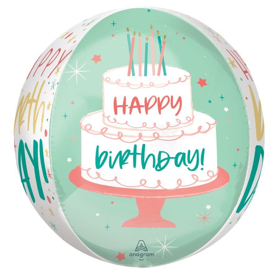 Ballon Mylar Orbz - Gâteau Pastel (Happy Birthday) Party Shop