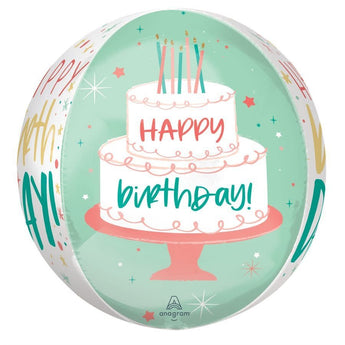 Ballon Mylar Orbz - Gâteau Pastel (Happy Birthday) Party Shop