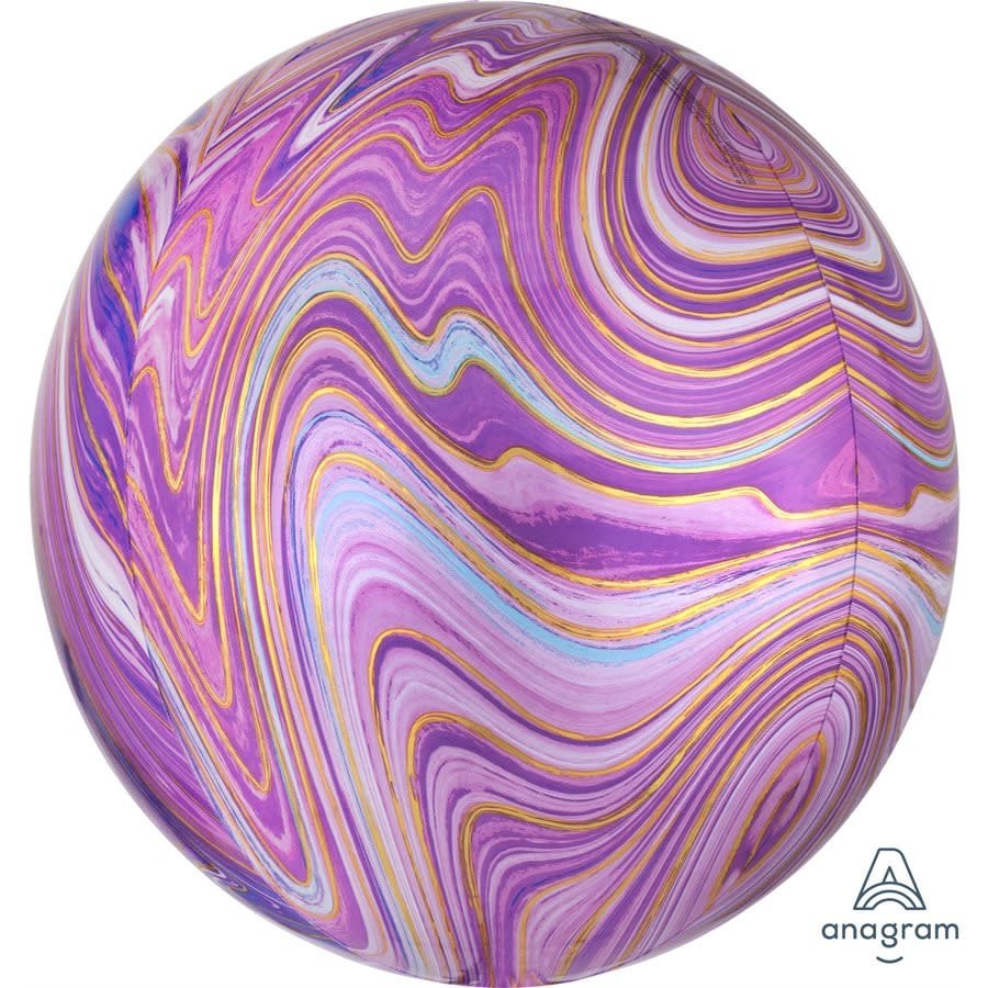 Ballon Mylar Orbz Marbré - Or/Mauve/Bleu Pâle Party Shop