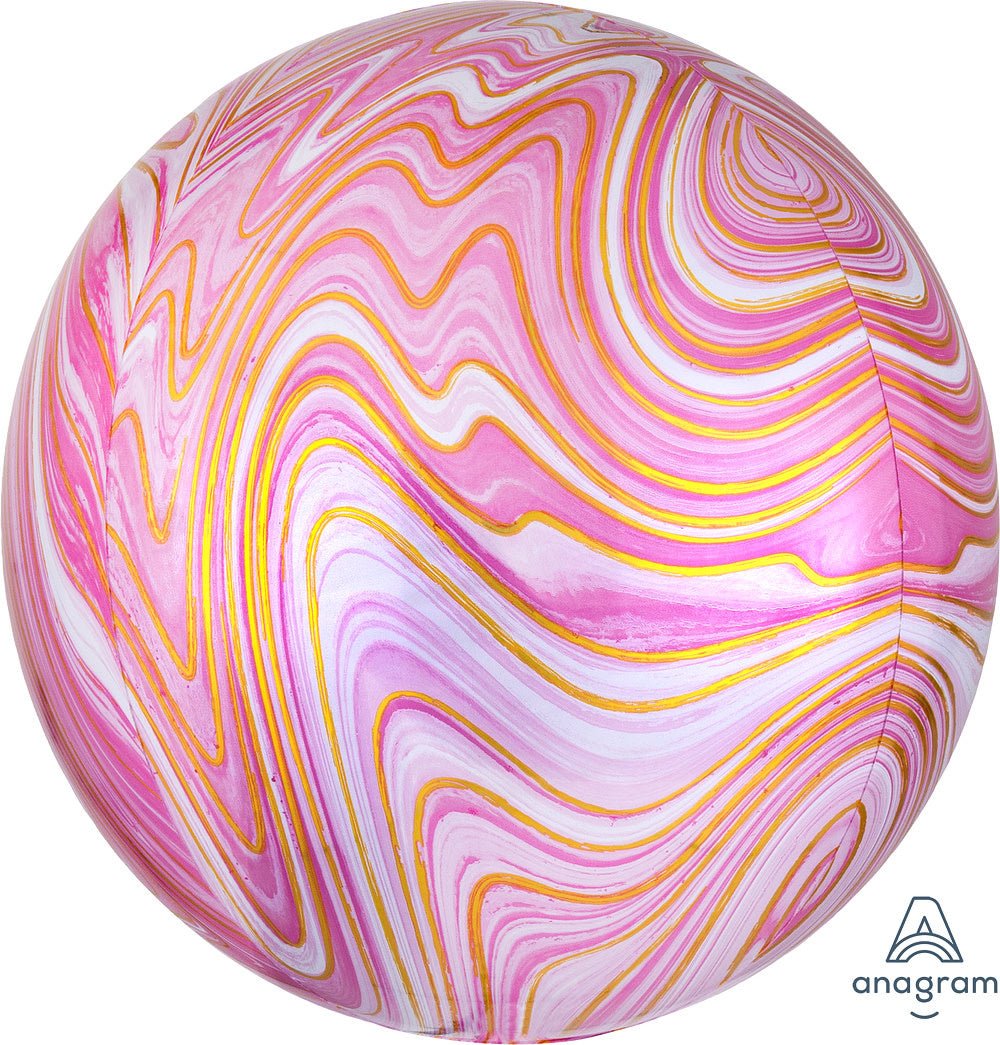 Ballon Mylar Orbz Marbré - Rose/Mauve/Or Party Shop