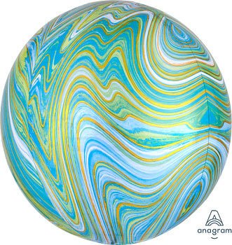 Ballon Mylar Orbz Marbré - Vert/Turquoise/Or Party Shop