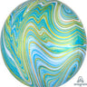 Anagram - Ballon Mylar Orbz Marbré -  Vert/Turquoise/Or - Party Shop