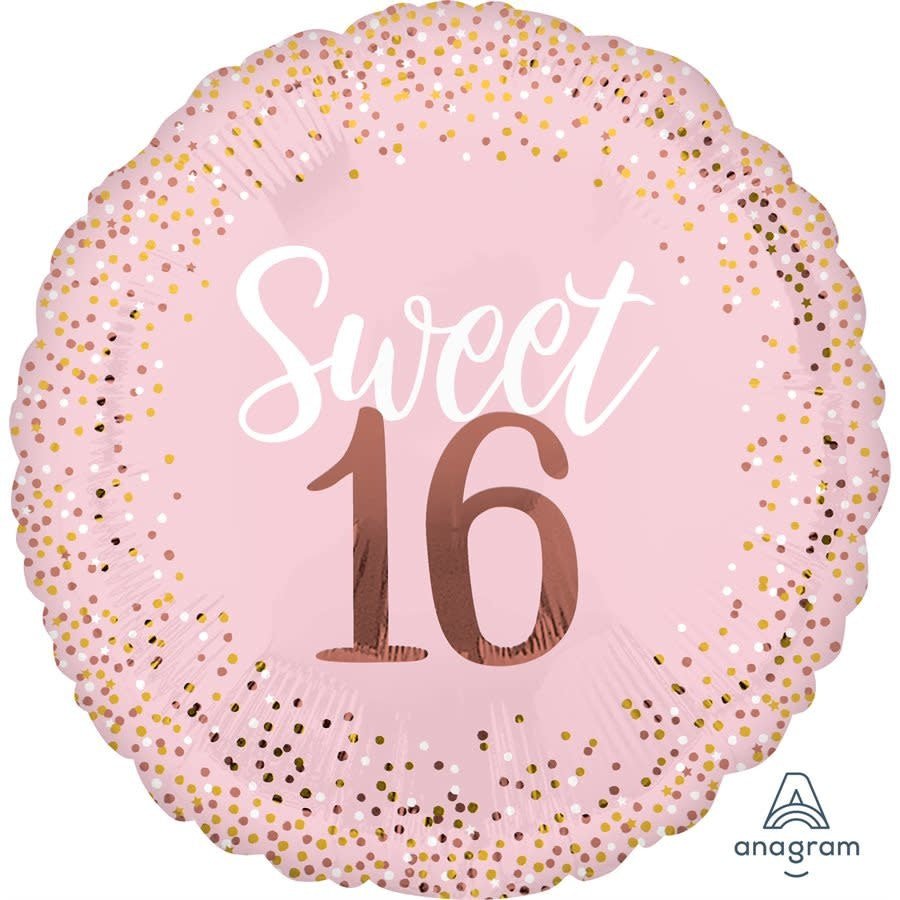 Ballon Mylar Supershape - 16 Ans Rose Et Doré Party Shop