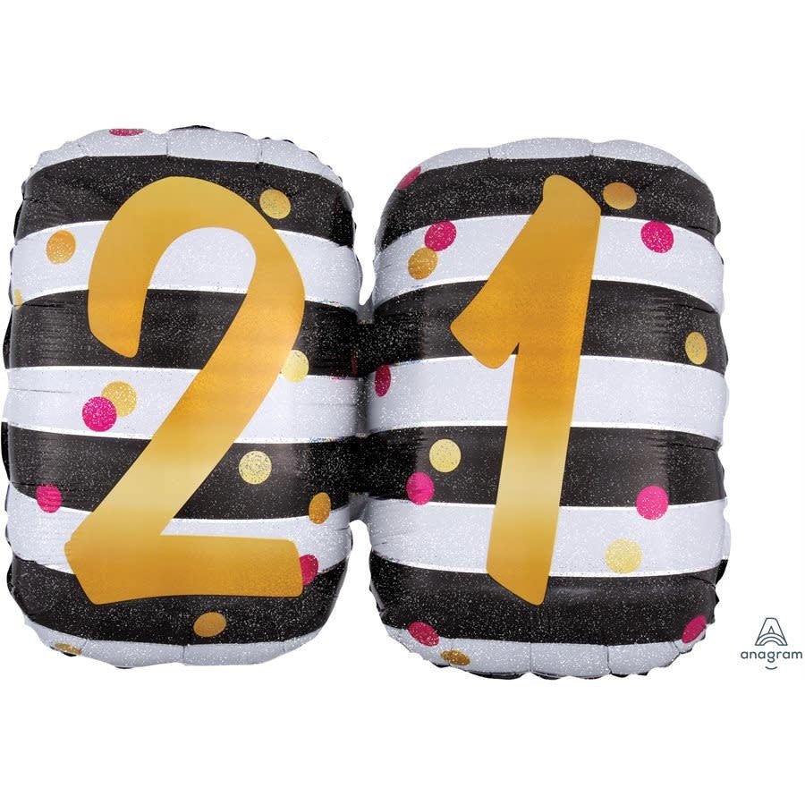 Ballon Mylar Supershape - 21 Ans Glamour Party Shop