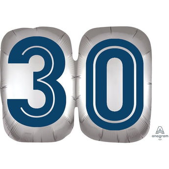 Ballon Mylar Supershape - Bleu Marin Et Argent - 30 Ans Party Shop