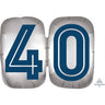 Anagram - Ballon Mylar Supershape - Bleu Marin Et Argent - 40 Ans - Party Shop