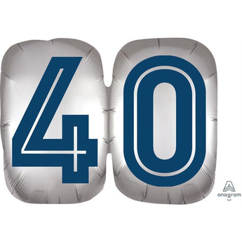 Ballon Mylar Supershape - Bleu Marin Et Argent - 40 Ans Party Shop