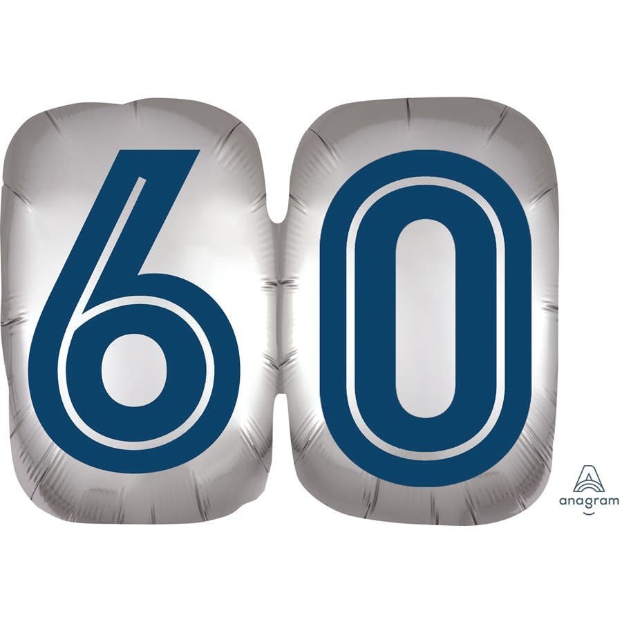 Ballon Mylar Supershape - Bleu Marin Et Argent - 60 Ans Party Shop