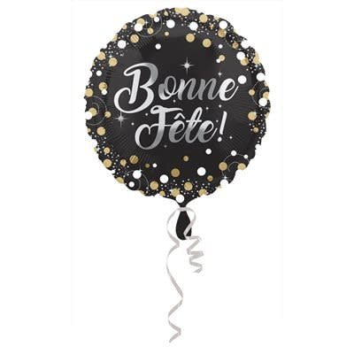 Ballon Mylar Supershape - Bonne Fête Noir Party Shop