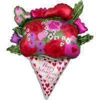 Ballon Mylar Supershape - Bouquet De Fleurs - Happy Valentine'S Day Party Shop