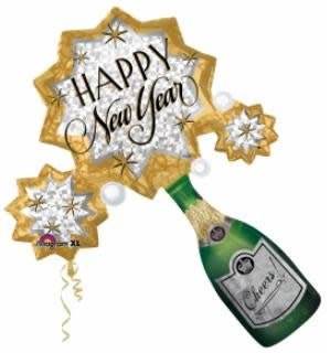 Ballon Mylar Supershape - Champagne Happy New Year Party Shop