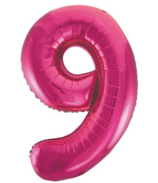 Ballon Mylar Supershape - Chiffre 9 Magenta Party Shop