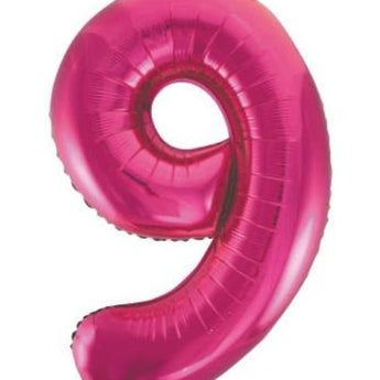 Ballon Mylar Supershape - Chiffre 9 Magenta Party Shop