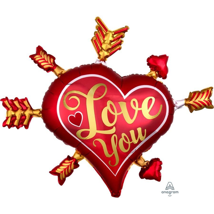 Ballon Mylar Supershape - Coeur & Flèches Love You Party Shop