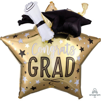 Ballon Mylar Supershape - Congrats Grad (Étoile Or) 3D Party Shop