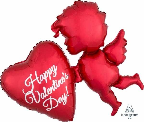 Ballon Mylar Supershape - Cupidon Rouge - Happy Valentine'S Day! Party Shop