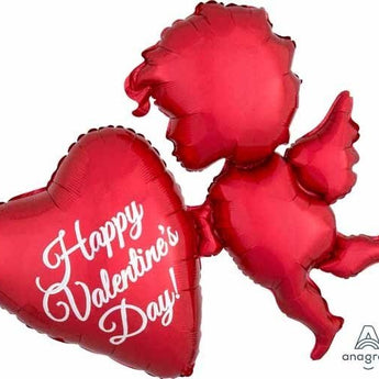 Ballon Mylar Supershape - Cupidon Rouge - Happy Valentine'S Day! Party Shop