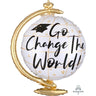 Anagram - Ballon Mylar Supershape - Globe Graduation Go Change The World - Party Shop