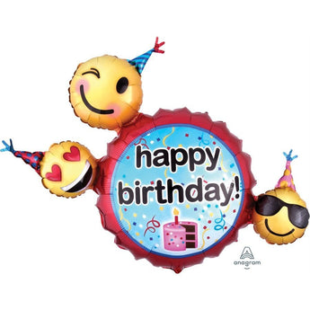 Ballon Mylar Supershape - Happy Birthday - Emoji Party Shop