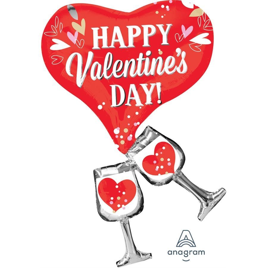 Ballon Mylar Supershape - Happy Valentine' Day Cheers Party Shop