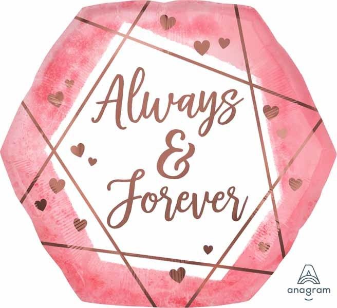 Ballon Mylar Supershape - Hexagone Rose (Always & Forever) Party Shop