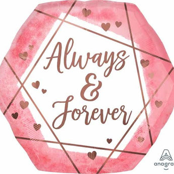 Ballon Mylar Supershape - Hexagone Rose (Always & Forever) Party Shop