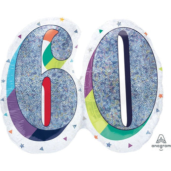 Ballon Mylar Supershape - Holo - 60 Party Shop