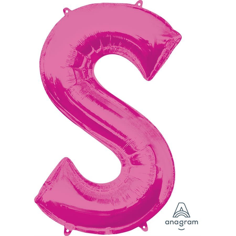 Ballon Mylar Supershape - Lettre S Magenta Party Shop