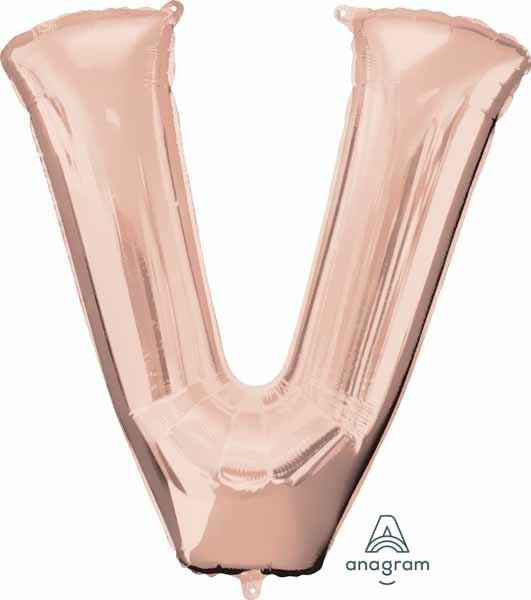 Ballon Mylar Supershape - Lettre V - Rosegold Party Shop