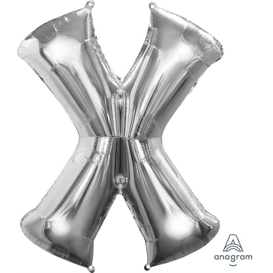 Ballon Mylar Supershape - Lettre X - Argent Party Shop