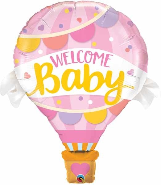 Ballon Mylar Supershape - Montgolfier Welcome Baby Fille Party Shop