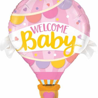 Ballon Mylar Supershape - Montgolfier Welcome Baby Fille Party Shop