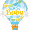 Qualatex - Ballon Mylar Supershape - Montgolfière Welcome Baby Garçon - Party Shop
