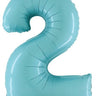 Betallic - Ballon Mylar Supershape - Nombre 2 Bleu Pastel - Party Shop