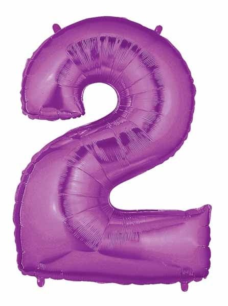 Ballon Mylar Supershape - Nombre 2 Mauve Party Shop