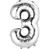 Anagram - Ballon Mylar Supershape - Nombre 3 Argent - Party Shop