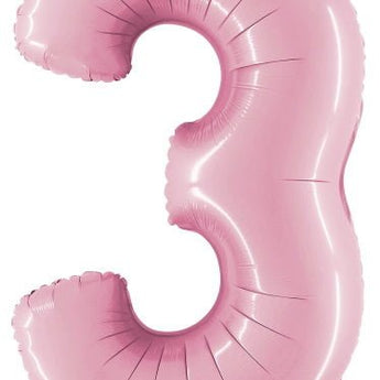 Ballon Mylar Supershape - Nombre 3 Rose Pastel Party Shop