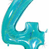 Betallic - Ballon Mylar Supershape - Nombre 4 Bleu Holographique - Party Shop