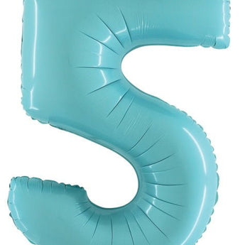 Ballon Mylar Supershape - Nombre 5 Bleu Pastel Party Shop
