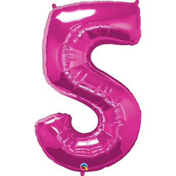 Ballon Mylar Supershape - Nombre 5 Magenta Party Shop