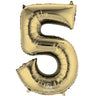 Anagram - Ballon Mylar Supershape - Nombre 5 - Or Blanc - Party Shop
