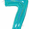 Betallic - Ballon Mylar Supershape - Nombre 7 Bleu Holographique - Party Shop