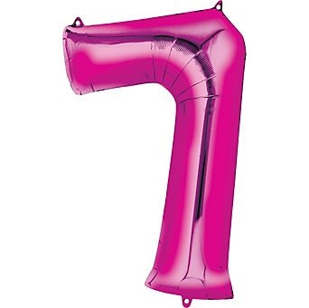 Ballon Mylar Supershape - Nombre 7 Magenta Party Shop