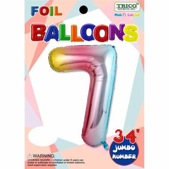 Ballon Mylar Supershape - Nombre 7 Multicolore Pastel - Party Shop