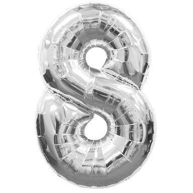 Ballon Mylar Supershape - Nombre 8 Argent Party Shop