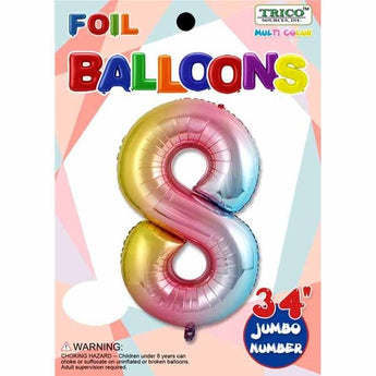 Ballon Mylar Supershape - Nombre 8 Multicolore Pastel - Party Shop