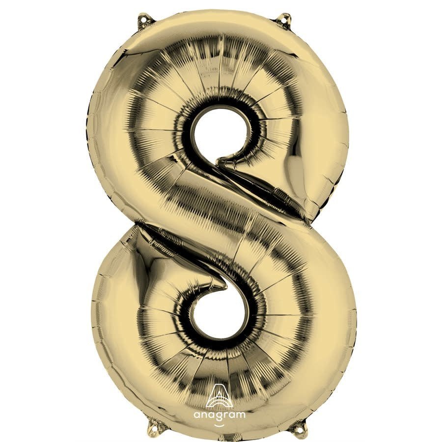 Ballon Mylar Supershape - Nombre 8 - Or BlancParty Shop